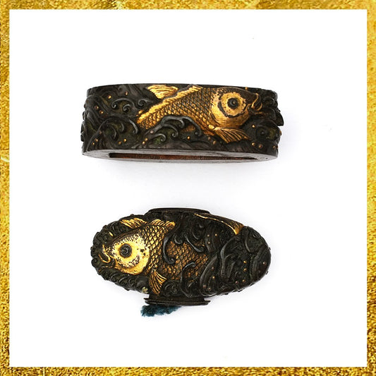Futigashira Japanese Sword Accessory ”Carp” 1.53 in0