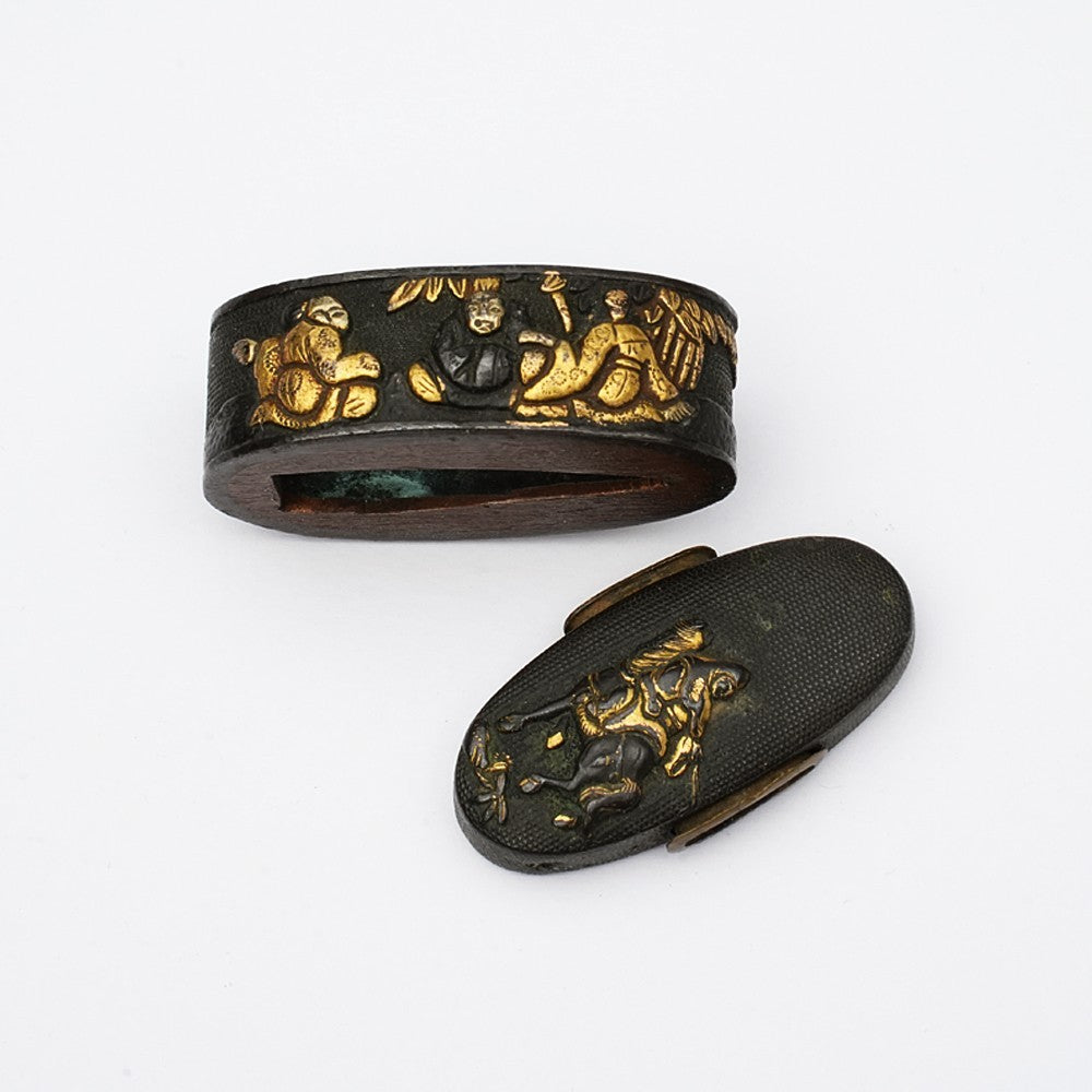 Futigashira Japanese Sword Accessory ”Chinese People” 1.53 in3