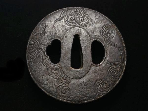 Tsuba Japanese Sword Accessory "Cloud dragon illustration" 3.12 in6