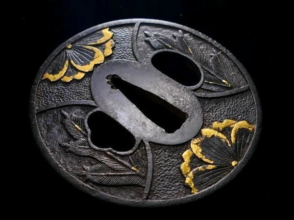 Tsuba Japanese Sword Accessory "Sugawara Denju Tenarai Kagami"  2.81 in9