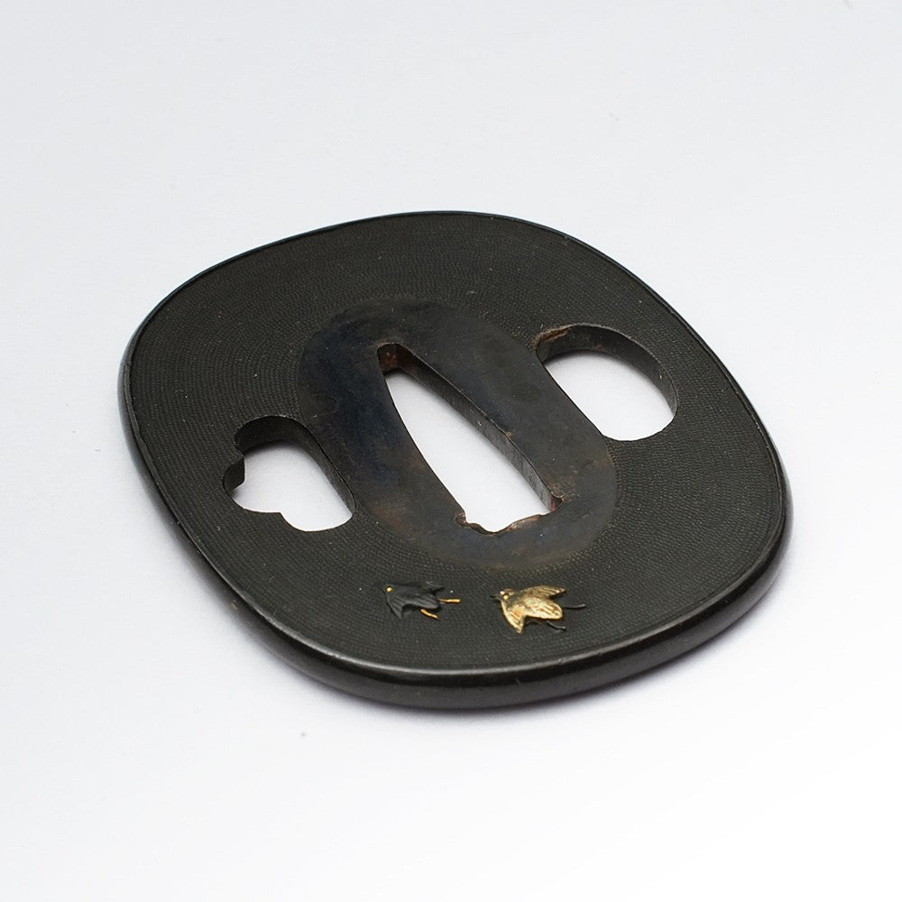 Tsuba Japanese Sword Accessory  Shakudo Uonoko Flock of Plover 2.4 in From Japan3