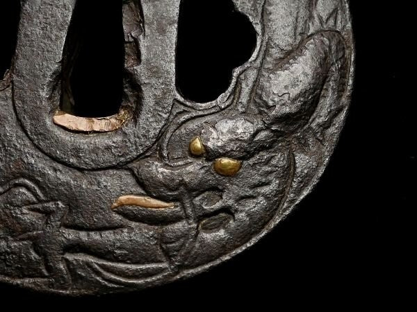 Tsuba Japanese Sword Accessory "Cloud dragon illustration" 3.12 in2