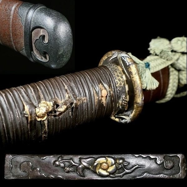 Japanese Katana Unsigned Mumei Tsuba-Tōryūsai Wakizashi Koshirae 12.63 in6