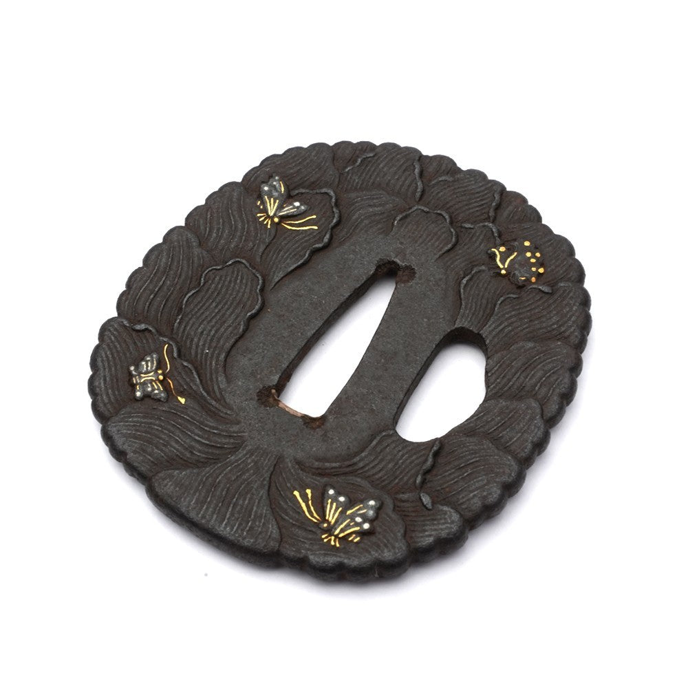 Tsuba Japanese Sword Accessory butterfly illustration Umetada 2.65 in From Japan5