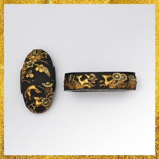 Futigashira Japanese Sword Accessory ”Goat Plant” 1.51 in0