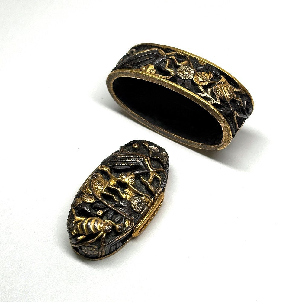 Futigashira Japanese Sword Accessory ”Minoju Mitsunaka” 1.5 in2