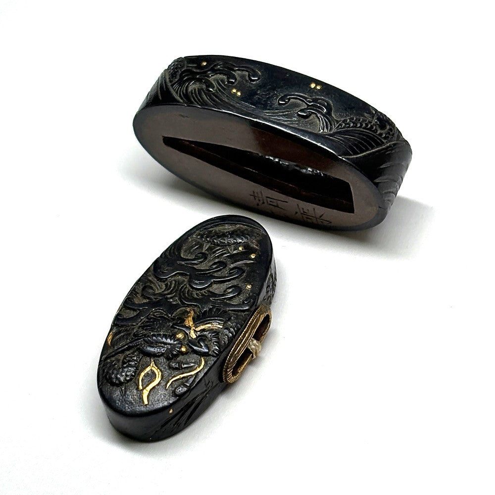 Futigashira Japanese Sword Accessory ”Wave Dragon Seijo” 1.54 in2