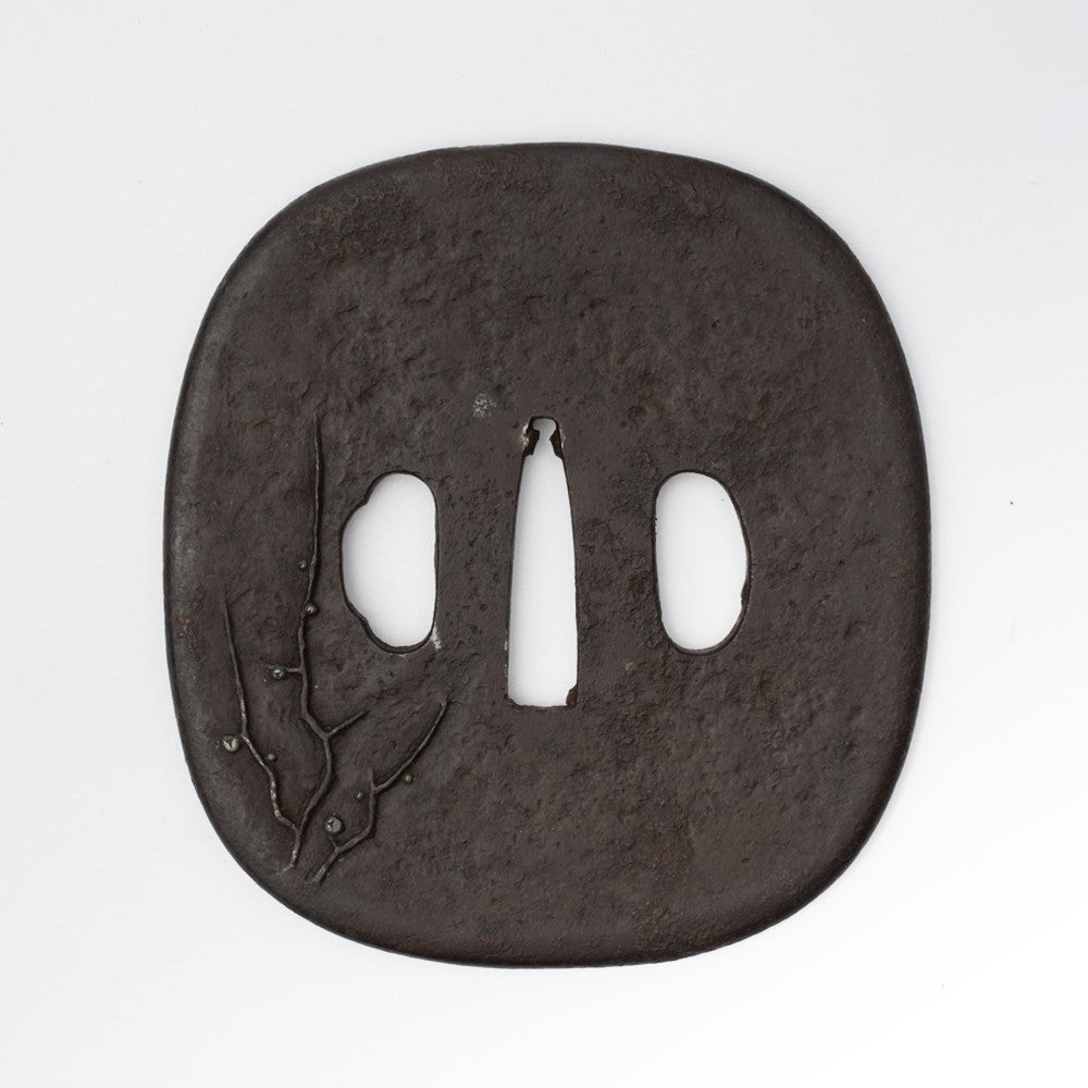 Tsuba Japanese Sword Accessory Plum Tree 3.33 in From Japan1