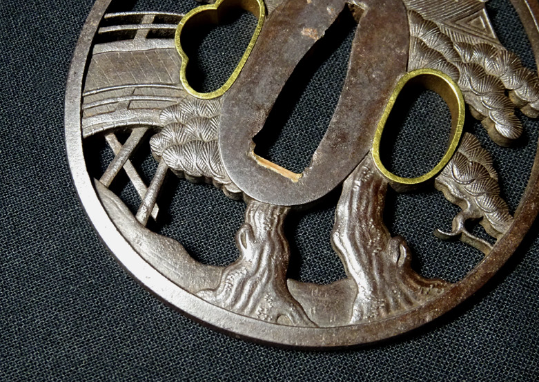 NBTHK Tsuba Japanese Accessory "Sunakawa Masayosi Flower Press " 3.03 in6