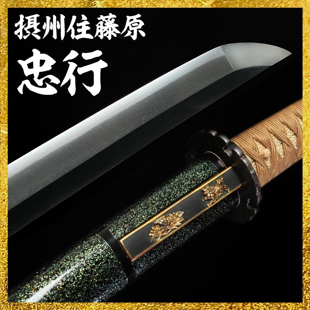 Japanese Sword "Sesshū-jū Fujiwara Tadayuki" Wakizashi Shirasaya 20.23 in NBTHK3