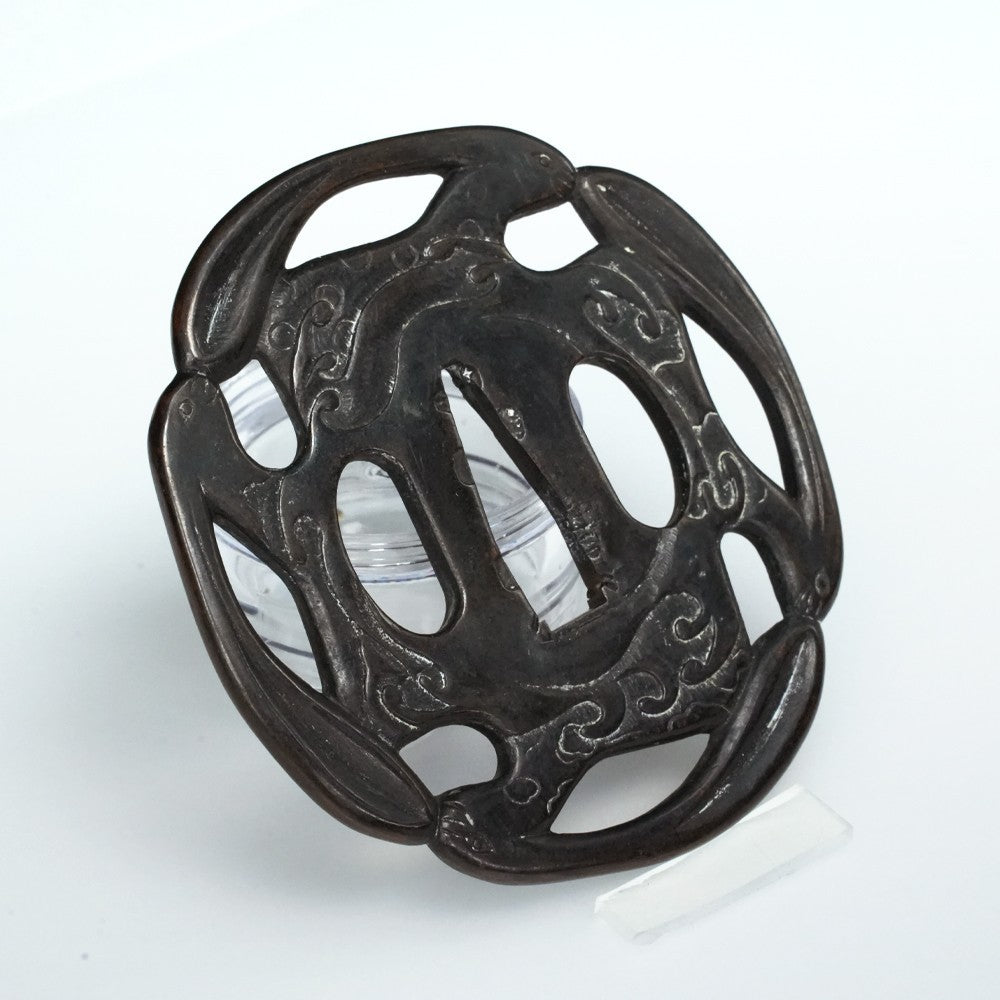 Tsuba Japanese Accessory "Wave Rabbit" 3.32 in4