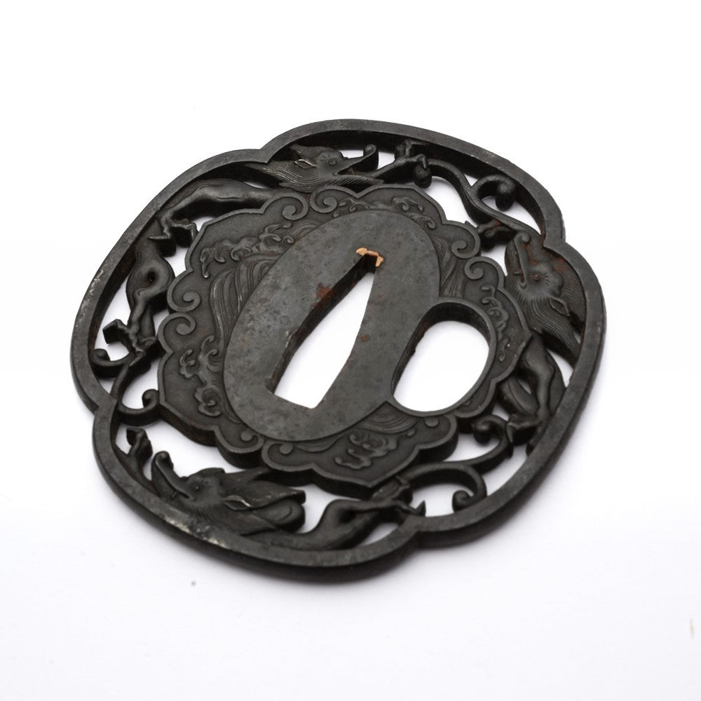 Tsuba Japanese Sword Accessory Masatomo Choshu SsangYong  2.91 in From Japan4