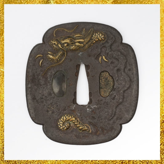 Tsuba Japanese Sword Accessory Unryu 3.44 in From Japan0