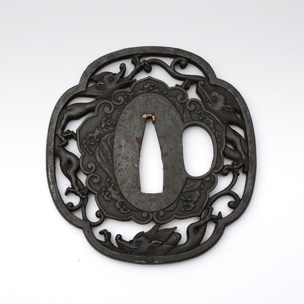 Tsuba Japanese Sword Accessory Masatomo Choshu SsangYong  2.91 in From Japan3