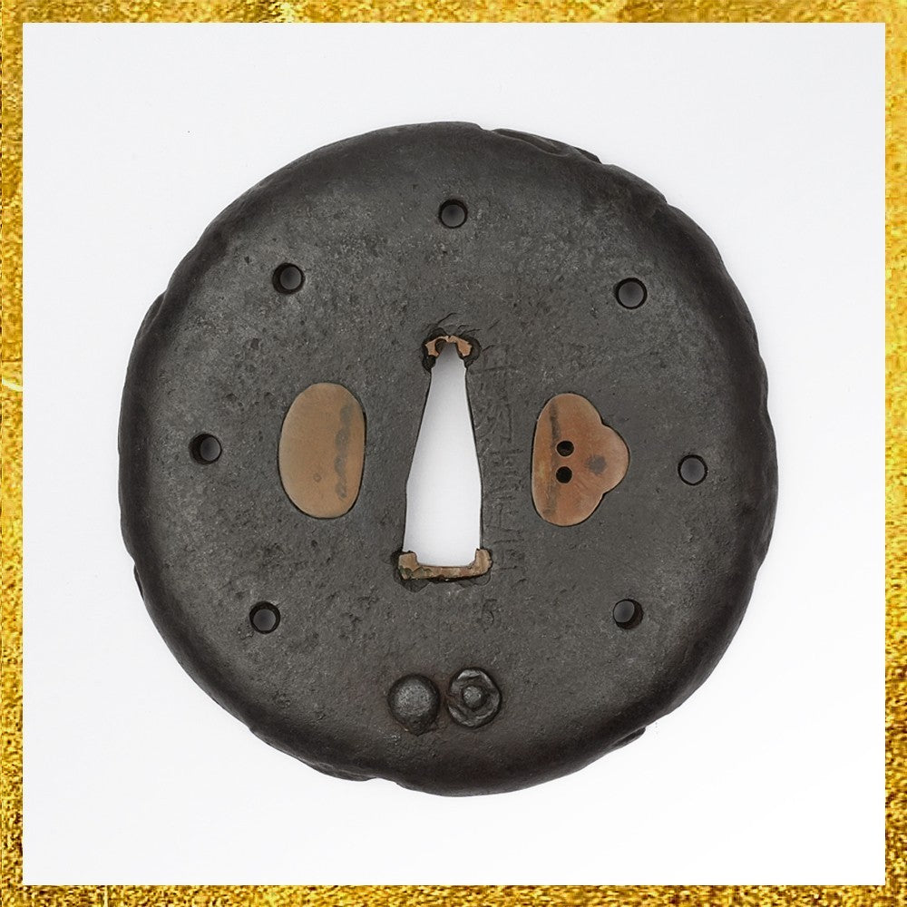 Tsuba Japanese Sword Accessory Sadamasa Tanshu Variant 3.33 in From Japan0