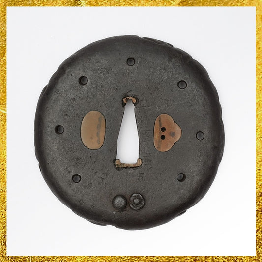 Tsuba Japanese Sword Accessory Sadamasa Tanshu Variant 3.33 in From Japan0