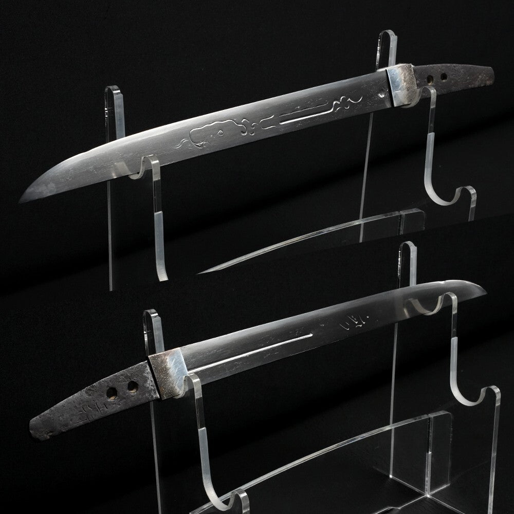 Japanese Antique Sword "Masayuki" w/ Blade Carving Tanto Shirasaya 9.88in Katana4