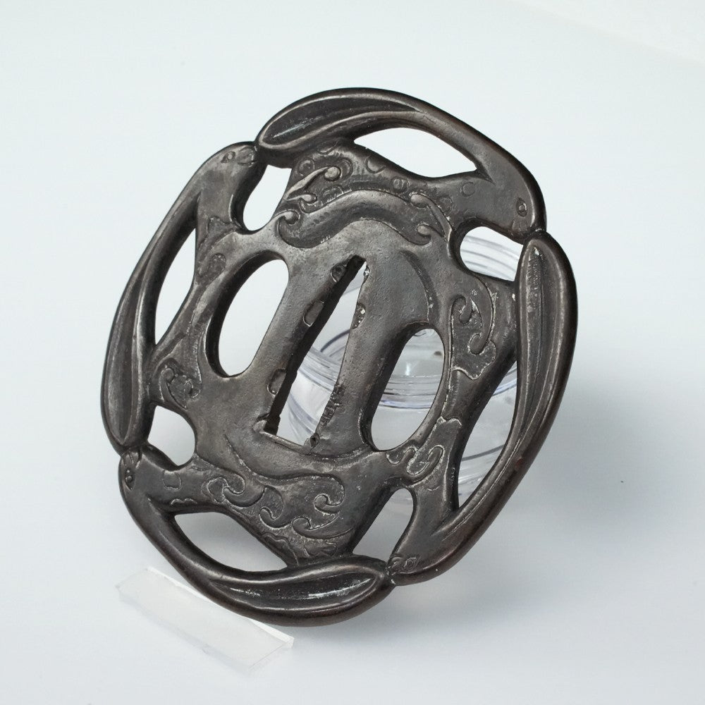 Tsuba Japanese Accessory "Wave Rabbit" 3.32 in1