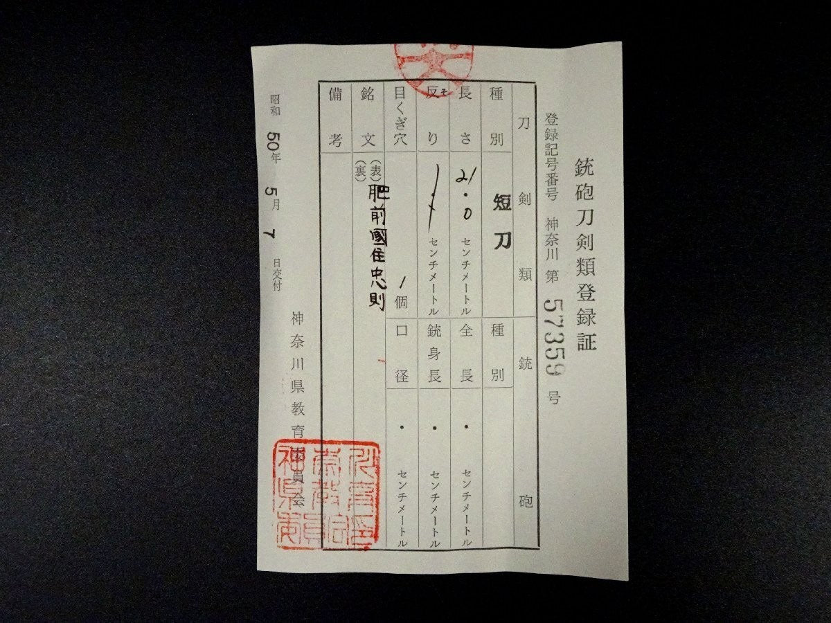 Japanese Katana Antique "Hizen koku Ju Tadanori" Tanto Koshirae 8.26 in18