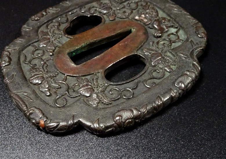 NBTHK Tsuba Japanese Accessory "Lion Flower Paulownia" 3.09 in7