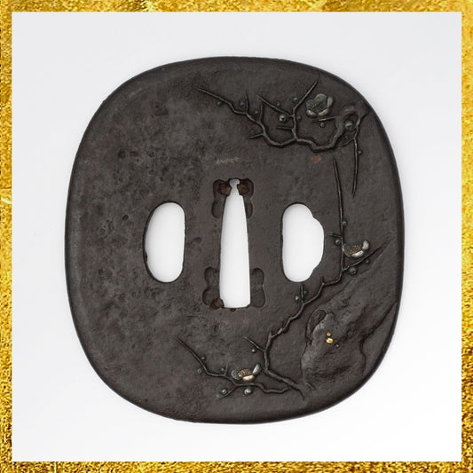 Tsuba Japanese Sword Accessory Plum Tree 3.33 in From Japan0