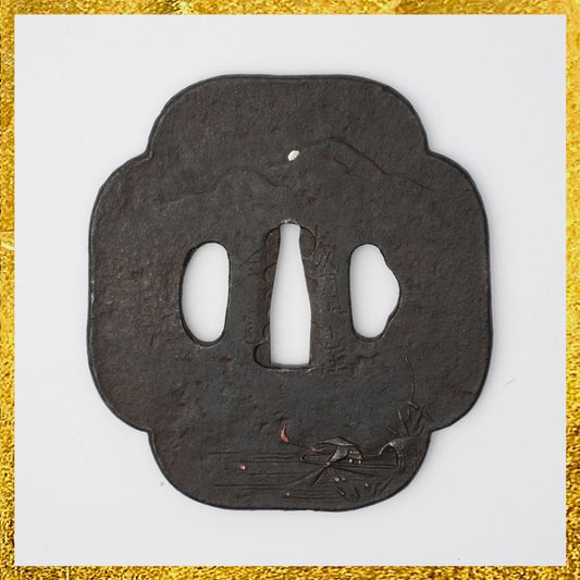 Tsuba Japanese Sword Accessory  angler 3.36 in From Japan0