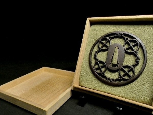 Tsuba Japanese Sword Accessory "Bridle design watermark" 3.01 in8