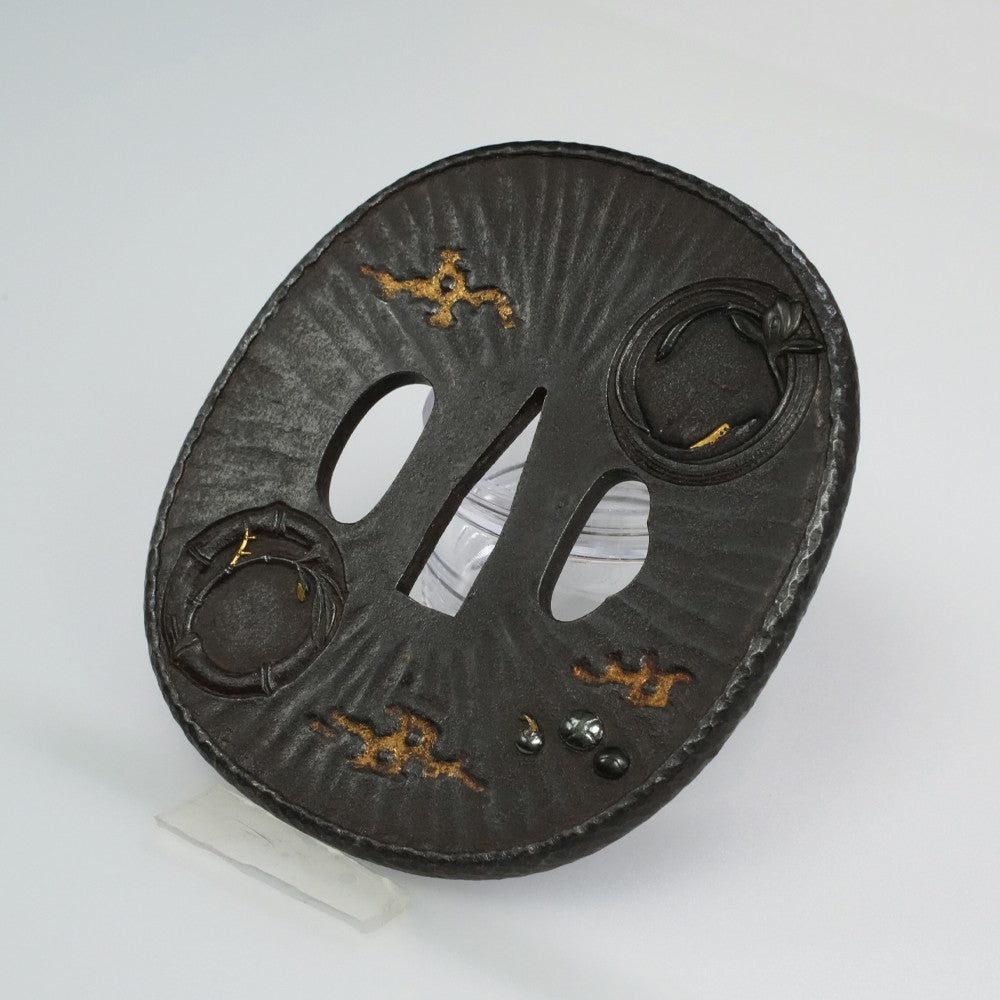 Tsuba Japanese Sword Accessory "Sanyu" 3.35 in2