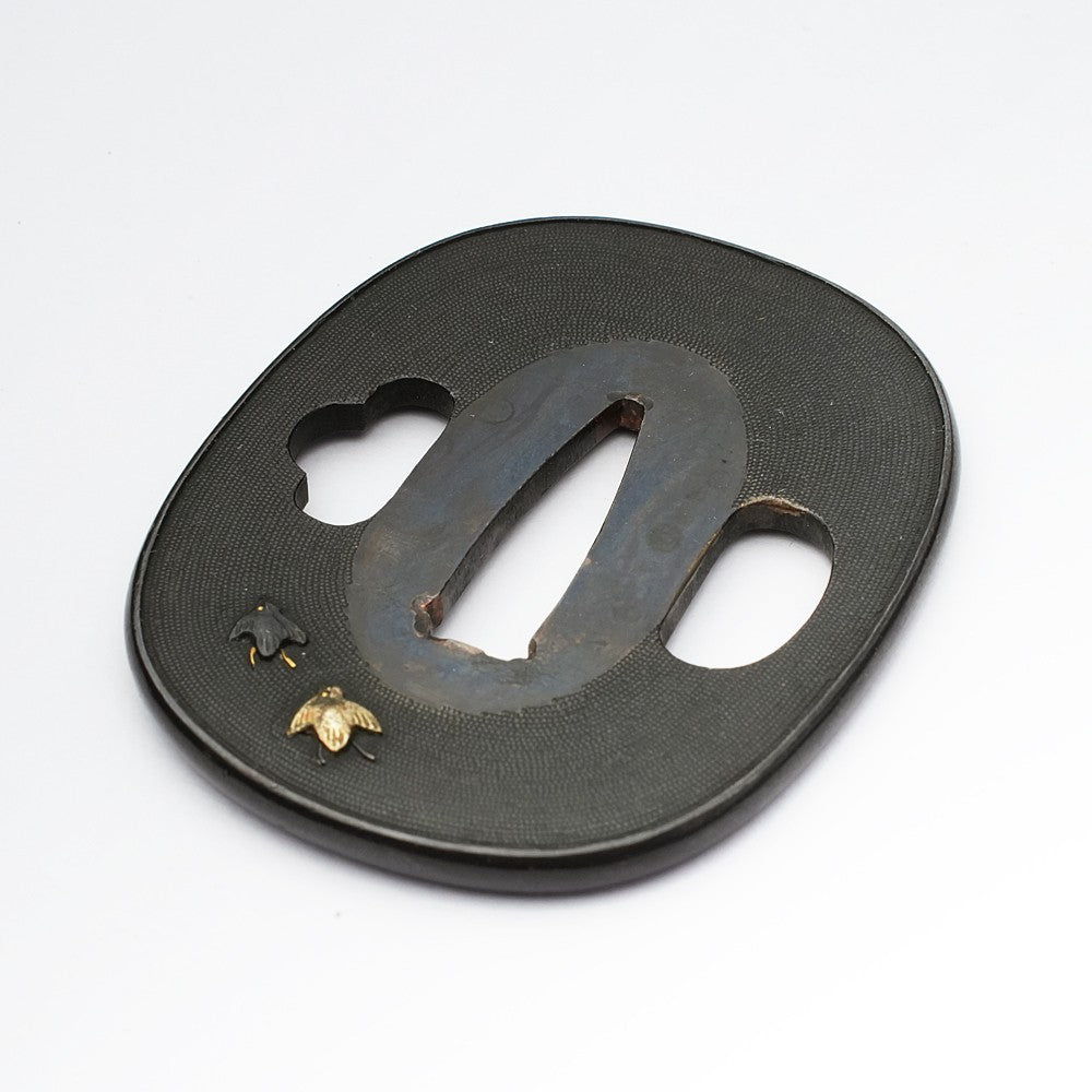 Tsuba Japanese Sword Accessory  Shakudo Uonoko Flock of Plover 2.4 in From Japan2