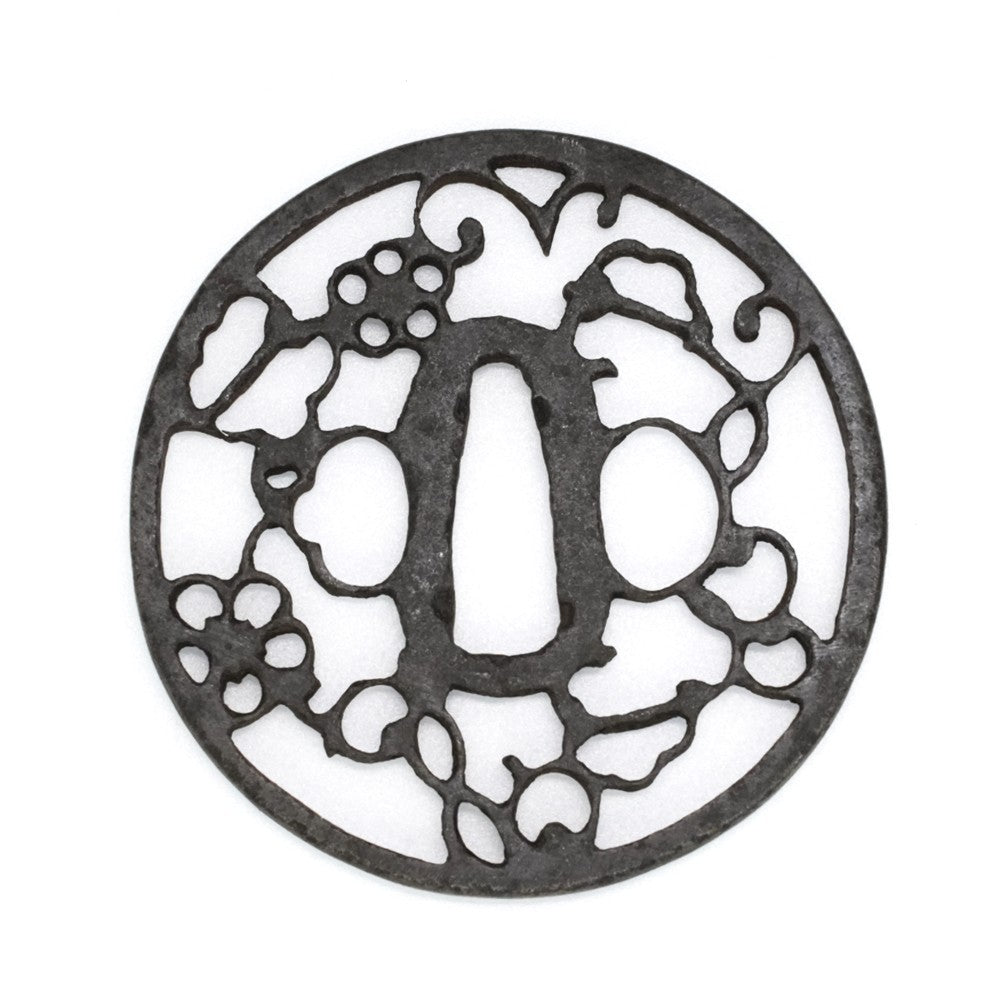 Tsuba Japanese Sword Accessory Floral Petal Openwork 3.26 in From Japan3