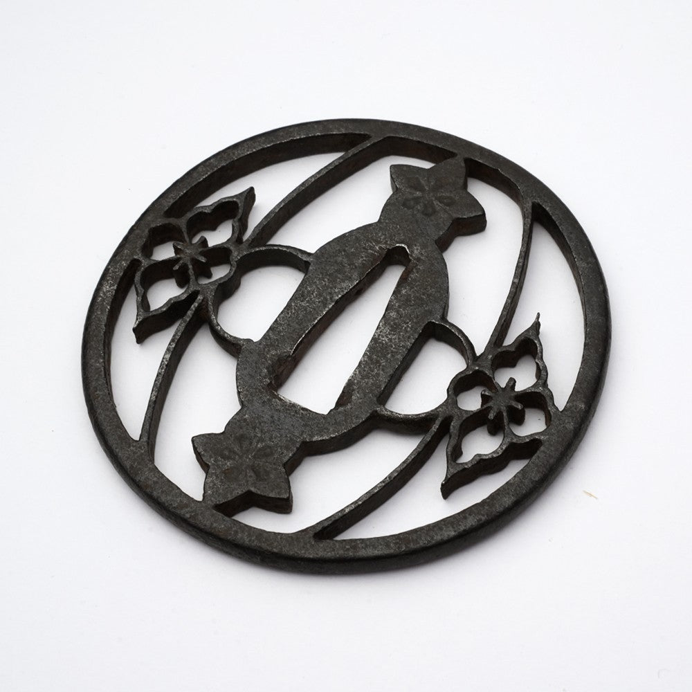Tsuba Japanese Sword Accessory Floral Petal Openwork 3.11 in From Japan5