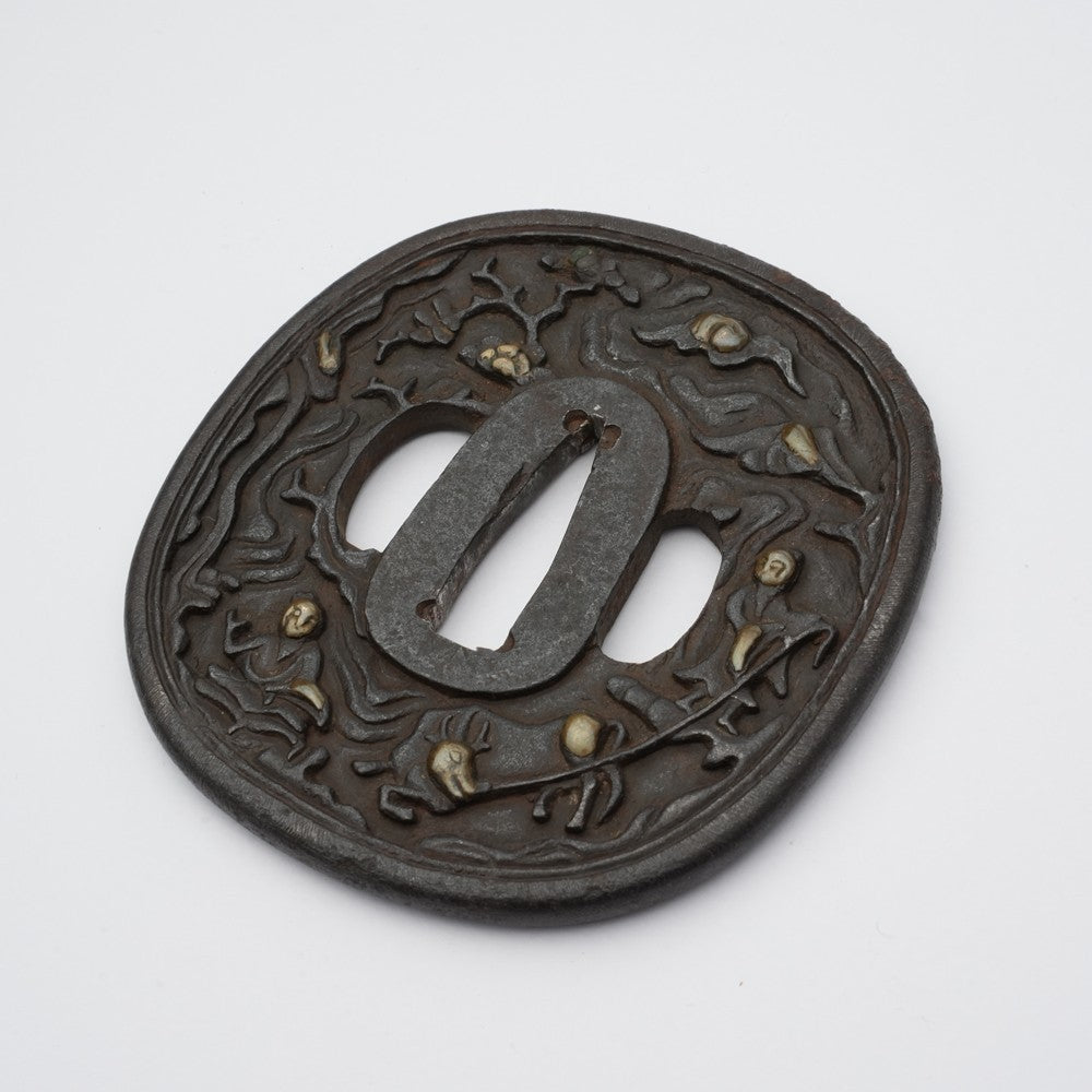 Tsuba Japanese Sword Accessory Nanban  3.11 in From Japan4