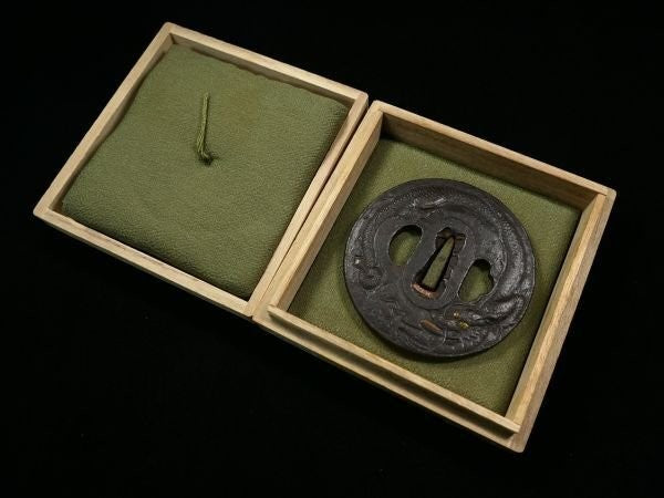 Tsuba Japanese Sword Accessory "Cloud dragon illustration" 3.12 in9