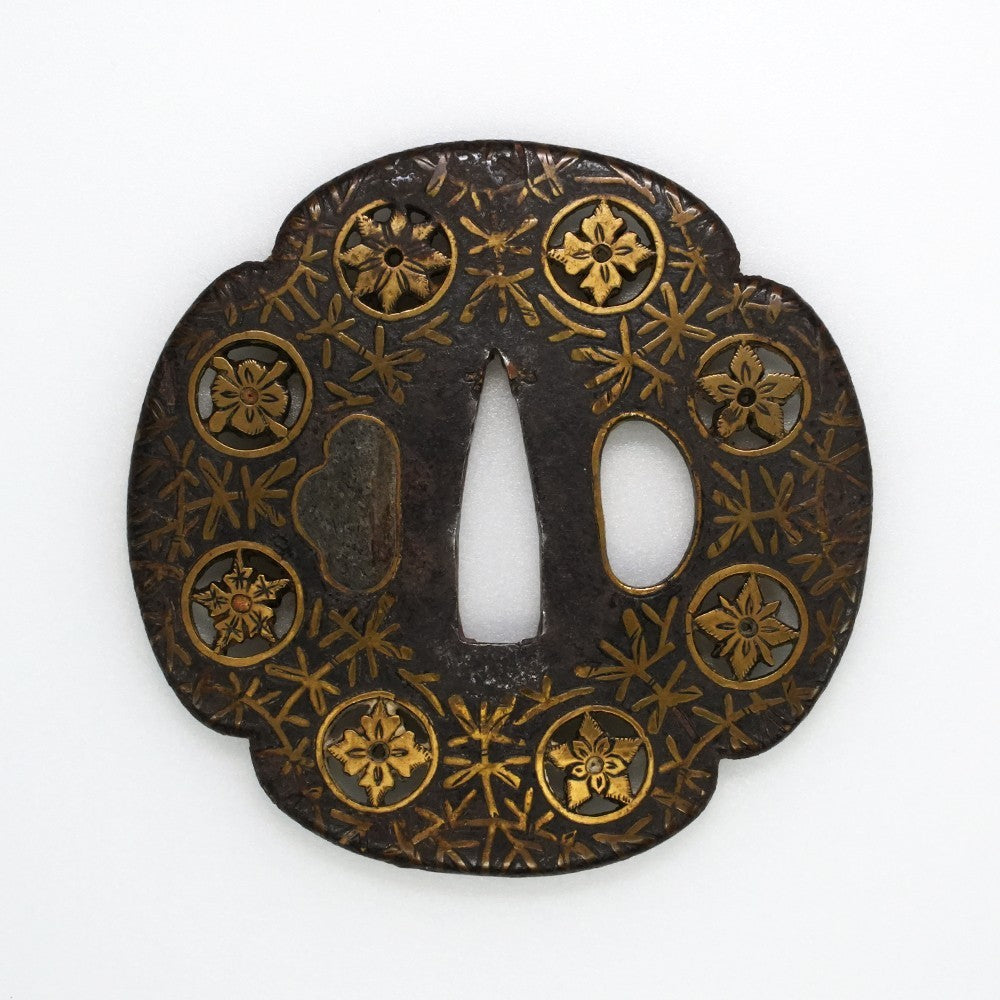 Tsuba Japanese Sword Accessory "Heian Castle Family Crest Transparent" 3.06 in3
