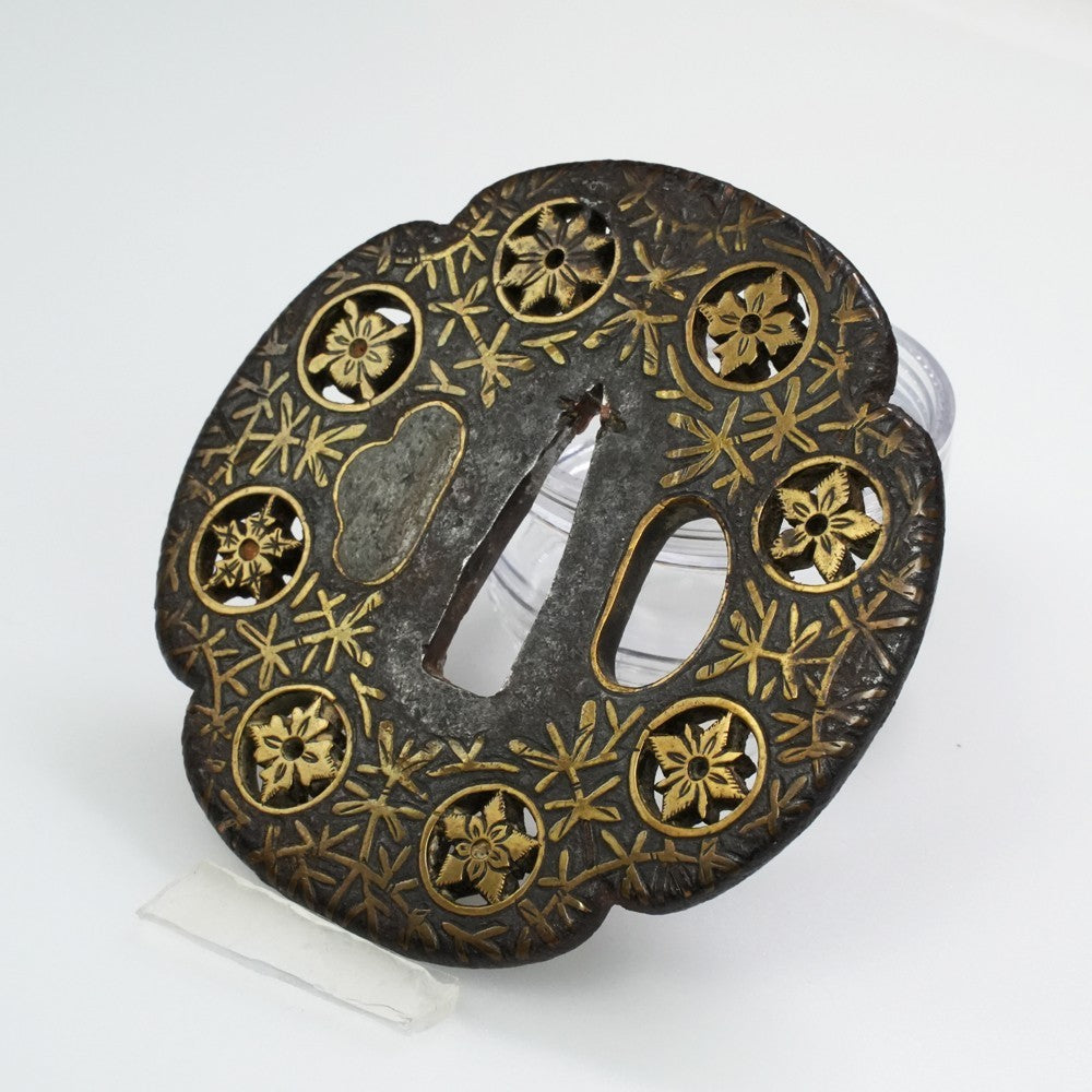 Tsuba Japanese Sword Accessory "Heian Castle Family Crest Transparent" 3.06 in2