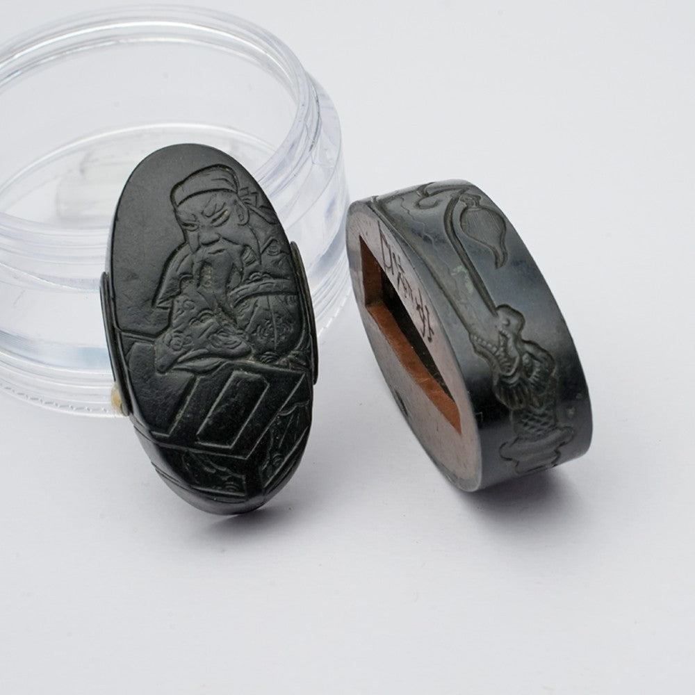 Futigashira Japanese Sword Accessory ”Guan Yu Yasunaga Kao” 1.53 in1