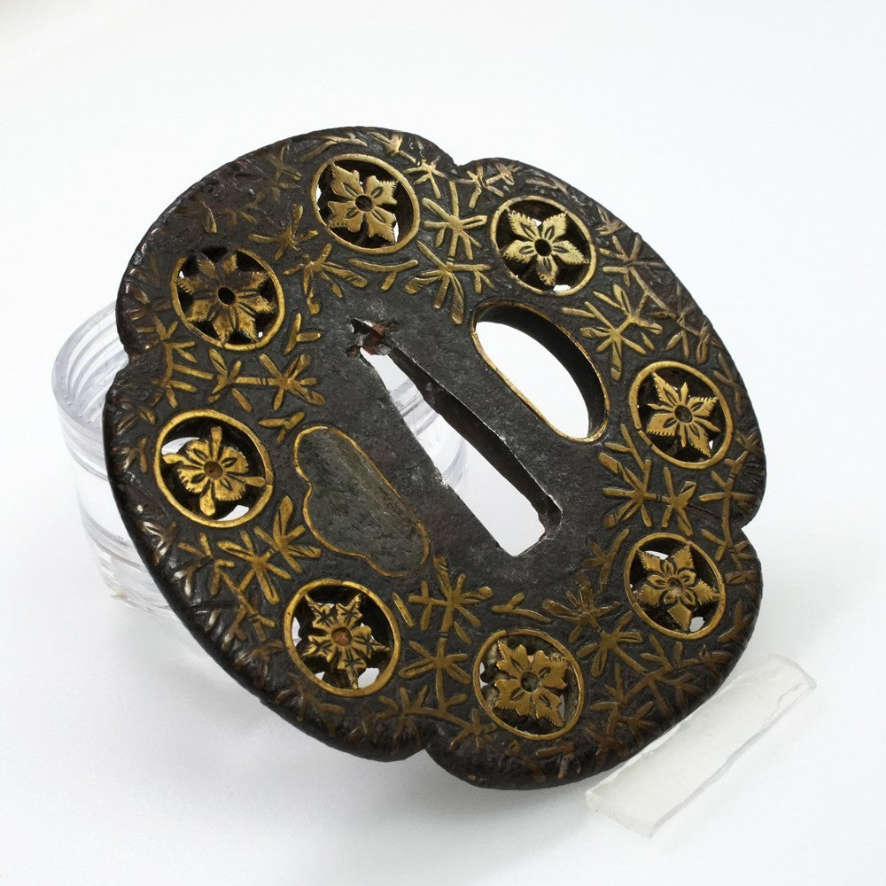Tsuba Japanese Sword Accessory "Heian Castle Family Crest Transparent" 3.06 in4
