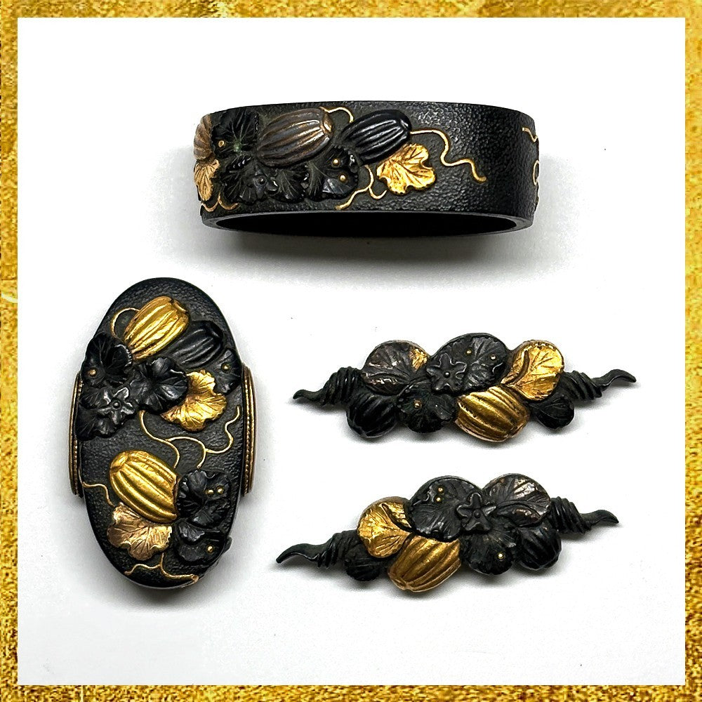 Futigashira Menuki Japanese Sword Accessory ”Thread Melon” 1.48 in0