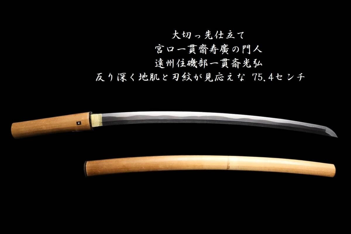 Japanese Sword Katana Shirasaya Enshū-jū Isobe Ikkansai Mitsuhiro 29.68 in0