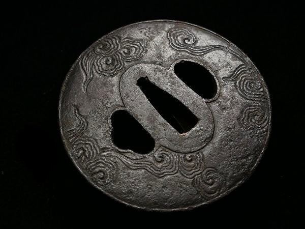 Tsuba Japanese Sword Accessory "Cloud dragon illustration" 3.12 in8