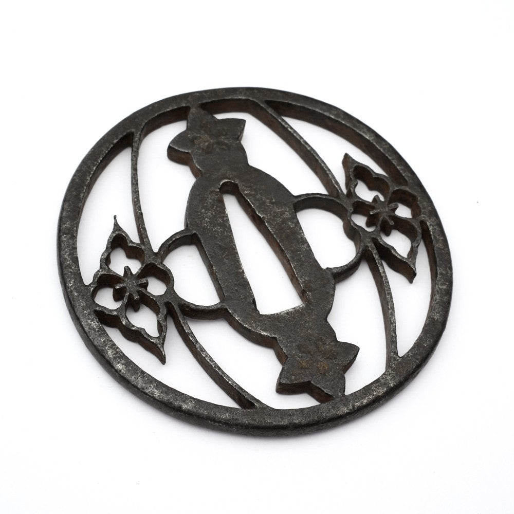 Tsuba Japanese Sword Accessory Floral Petal Openwork 3.11 in From Japan2