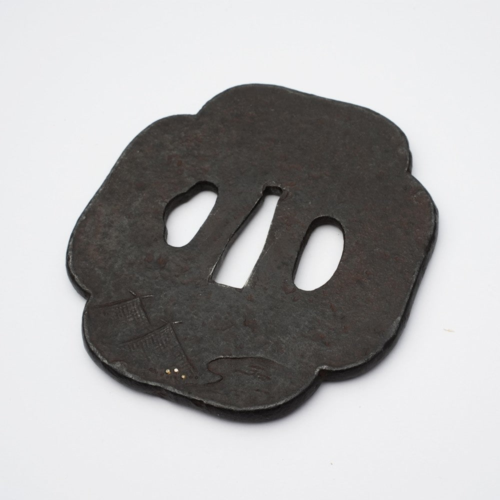Tsuba Japanese Sword Accessory  angler 3.36 in From Japan1