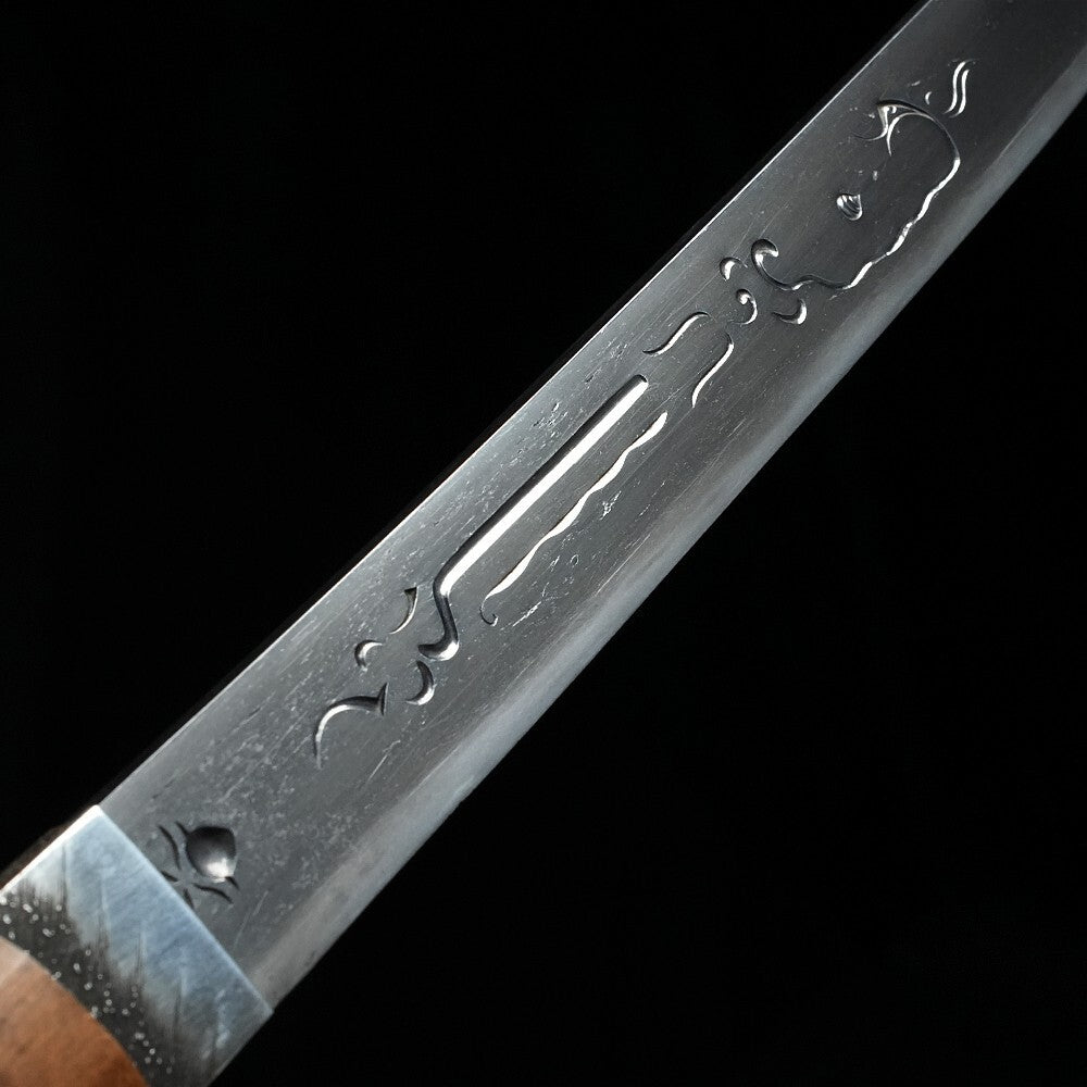 Japanese Antique Sword "Masayuki" w/ Blade Carving Tanto Shirasaya 9.88in Katana8
