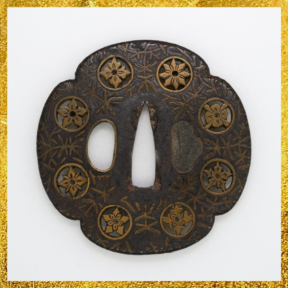 Tsuba Japanese Sword Accessory "Heian Castle Family Crest Transparent" 3.06 in0
