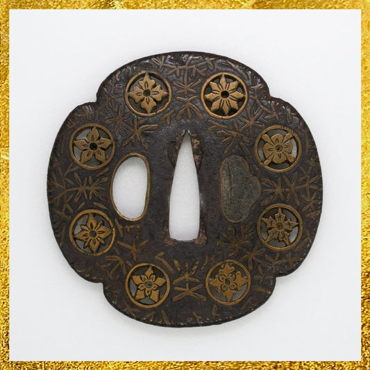 Tsuba Japanese Sword Accessory "Heian Castle Family Crest Transparent" 3.06 in0