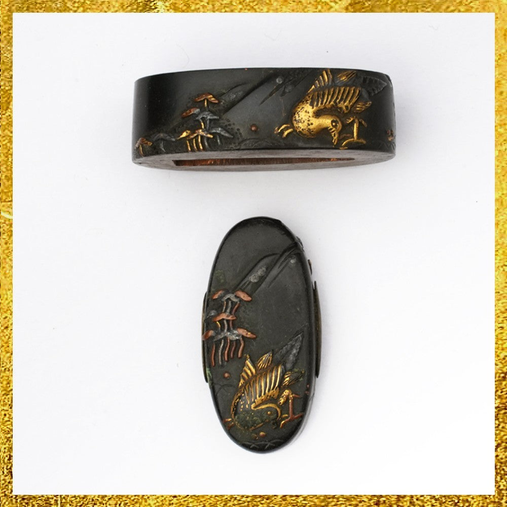 Futigashira Japanese Sword Accessory ”Bird” 1.5 in0