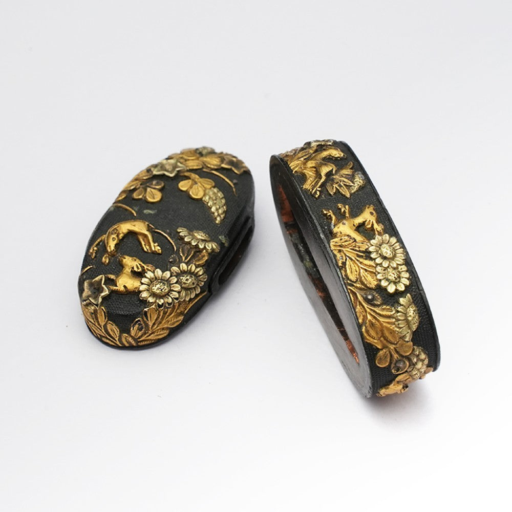 Futigashira Japanese Sword Accessory ”Goat Plant” 1.51 in2