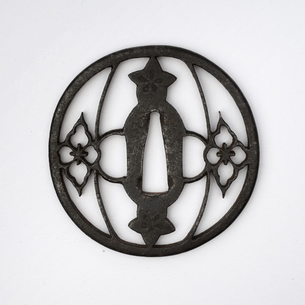 Tsuba Japanese Sword Accessory Floral Petal Openwork 3.11 in From Japan4