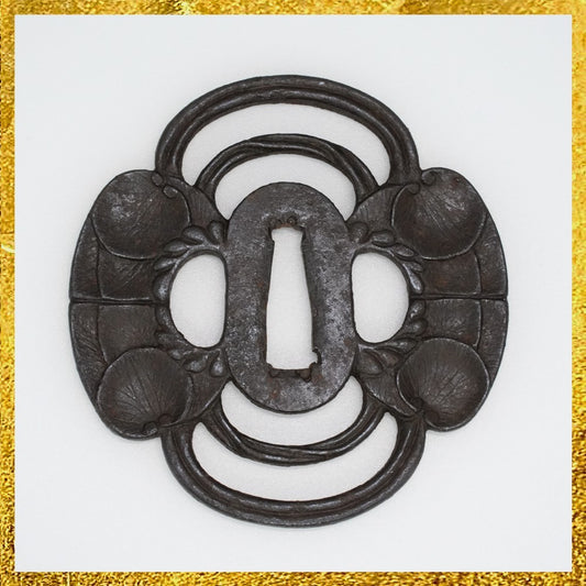 Tsuba Japanese Sword Accessory Aoiha 3.42 in From Japan0