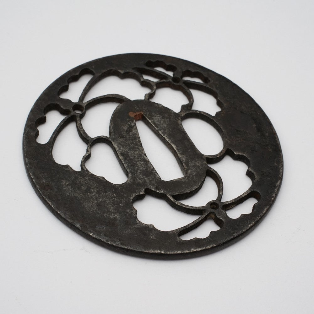 Tsuba Japanese Sword Accessory "Flowers" 3.22 in1